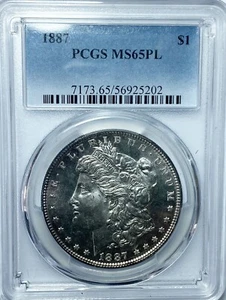 1887 $1 Morgan Silver Dollar PCGS MS65 PL Uncirculated Philadelphia Proof Like - Picture 1 of 3