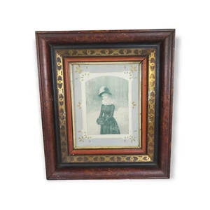 Antiguo marco victoriano de 1880 niña retrato impresión imagen litografía - Imagen 1 de 10
