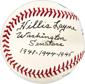 Hillis Layne Autographed AL Baseball Senators 1941-1944-1945 Beckett QR #BL93605 - Picture 1 of 6