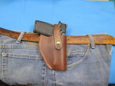 Leather Holster for EZ, S&W, M&P,.380 SHIELD, . Handmade Right Hand Virt. Draw - Image 1 of 4