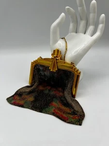 Antica borsa a rete art deco Whiting & Davis Paul Poiret placcata oro 24 carati, anni '20 - Foto 1 di 17