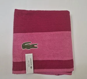Lacoste ~ Hot Pink Bath Towel 100% Cotton 30" x 52" Big Crocodile Logo - Picture 1 of 3