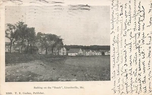 Postcard ~ Lincolnville, Maine, Bathing on "Beach," Row of Houses - 1906 - Picture 1 of 2