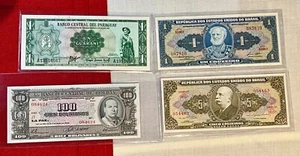 Lot 4 unc Banknoten Bolivien, Brasilien (Brasilien) und Paraguay - Bild 1 von 10