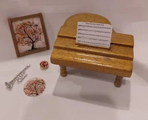 Miniature dollhouse Furniture Lot Piano With Accessories Music - Picture 1 of 6