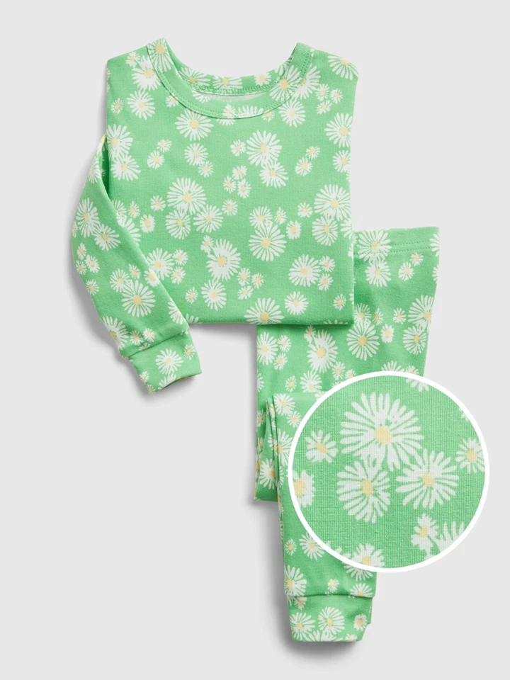 NEW $30 GAP 100% Organic Cotton Daisy Flower Print Long Sleeve Pajamas Set 4 YRS - Image 1 of 1
