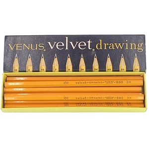 Vintage Venus Velvet #880 3H Drawing Pencils Open Box of 8 Unsharpened - Picture 1 of 4