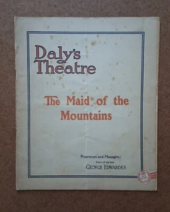 Antique 1918 Daly's Theatre - Maid of The Mountains Program with Rolls Royce AD - Picture 1 of 5