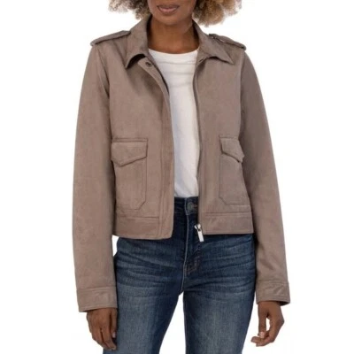 NEW KUT from the Kloth Alena Faux Suede Jacket Military Style Brown Size XS NWOT - Image 1 of 4