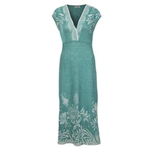 Ivko Kleid dress green linen grün Stickereien Leinen 191745 - Bild 1 von 1