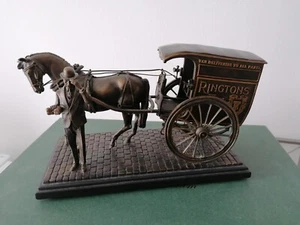 Ringtons Cold Cast Bronze Sculpture Of Man And Horse Drawn Delivery Cart - Picture 1 of 8