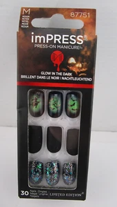 Kiss Impress Press-On Manicure Glow in the Dark WITCHFUL THINKING Med, 30 nails - Picture 1 of 5