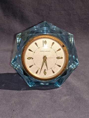 Vintage Phinney-Walker Alarm Clock Germany Blue Gem Stone Style /Part or repairs Cover