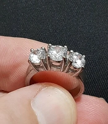 ANELLO ARGENTO 925  trilogy  donna diamoniti taglio brillante  - Immagine 1 di 3