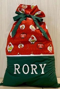 PERSONALISED NAME CHRISTMAS / SANTA SACK / PRESENT SACK - The Grinch - - Picture 1 of 4