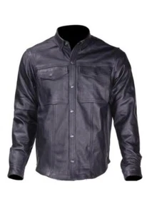 Men's Light Weight Leather Shirt For Summer Riding Motorcycle Biker Shirts - Picture 1 of 5