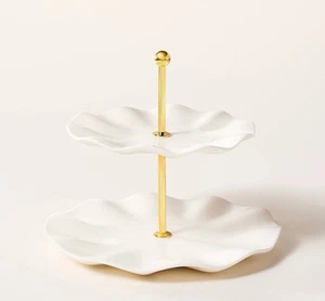 NEW kate spade New York x Target Ruffled Ceramic Two Tier Serving Stand Cream - Picture 1 of 3
