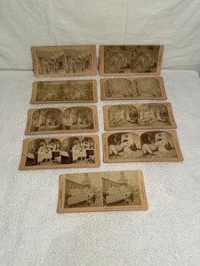 Antiguo B.W. Lote de 9 tarjetas de vista estéreo Kilburn años 1890 todas diferentes - Imagen 1 de 24