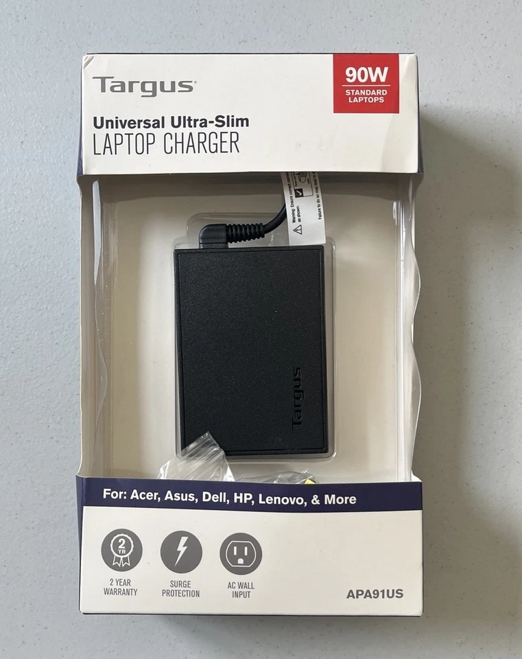 Cargador universal para computadora portátil Targus 90 W adaptador de CA fuente de alimentación APA91US delgado ultra Foto 1 de 1
