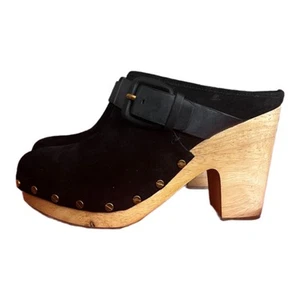 Zuecos Veronica Barba Dacey Gamuza Mula Madera Negro 8.5 - Imagen 1 de 12