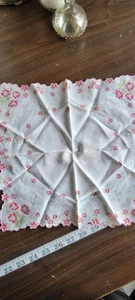 Vintage Handkerchief Red Floral Design 12"x 12" Cotton - Picture 1 of 7