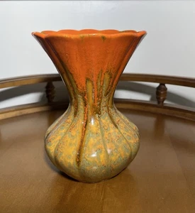 Vintage Canada 2437 Orange Copper Color Drip Glaze Vase Mid Century 6” - Picture 1 of 6