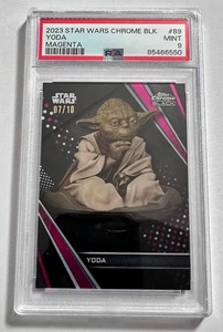 2023 Topps Star Wars Chrome Black #89 Yoda Magenta Refractor 7/10 PSA 9 MINT - Picture 1 of 2