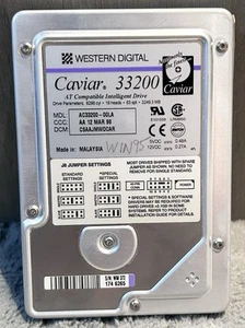 Western Digital Caviar 33200 HDD 3.2GB MDL - AC33200-00LA Vintage 1998 (UNTESTED - Afbeelding 1 van 4