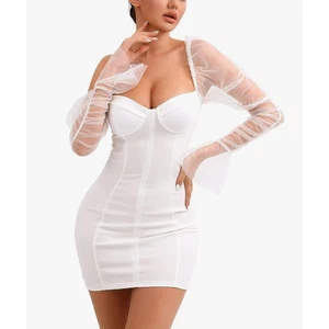 Neu ohne Etikett L'Vow sexy durchsichtig Netz durchsichtig Puff Langarm Clubkleid Party 3XL - Bild 1 von 12