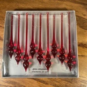 Pier 1 Imports 9 Red Glass Ornaments In Original box - Imagen 1 de 3