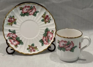 Spode Danbury Mint PINK MORNING GLORY Demitasse Cup and Saucer China Teacup - Picture 1 of 8