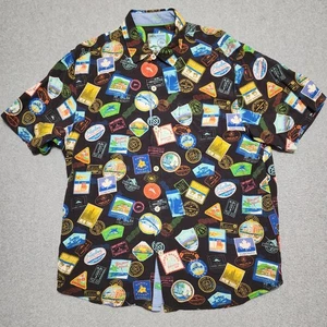 Tommy Bahama Hemd Herren L Travel Stamp Print Button Up 30th Anniversary Passport - Bild 1 von 10