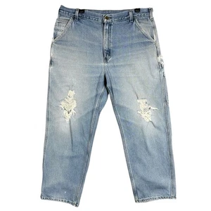 Carhartt Herren 36x29 Heavy Distressed Carpenter Work Jeans 100% Baumwolle getragen - Bild 1 von 17