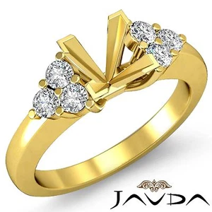 Natural Round Diamond 3Stone Princess Mount Engagement Ring 18k Yellow Gold 0.3C - Picture 1 of 3