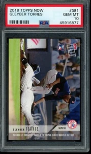 2018 Topps Now #381 Gleyber Torres RC PSA 10 Gem Mint Rookie Card 45916877 - Picture 1 of 2