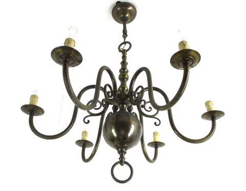 Flemish Dutch Chandelier 6 Arm Lights Bronze Country Farmhouse Style Vintage Cover