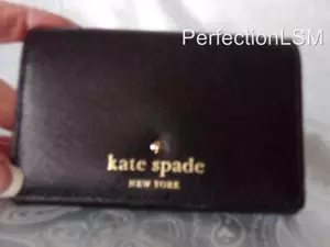 Accessorio zaino Kate Spade Mikas Pond Christine in pelle saffiano nera nuovo con etichette - Foto 1 di 9