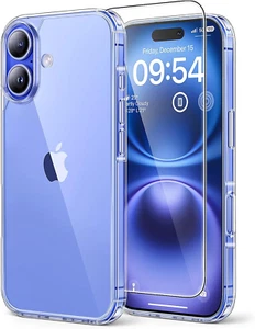 Coque 3 en 1 pour Iphone 16 Transparente, [Non Jaunissante] avec 2X Protecteur d'écran, [16 F - Photo 1 sur 11