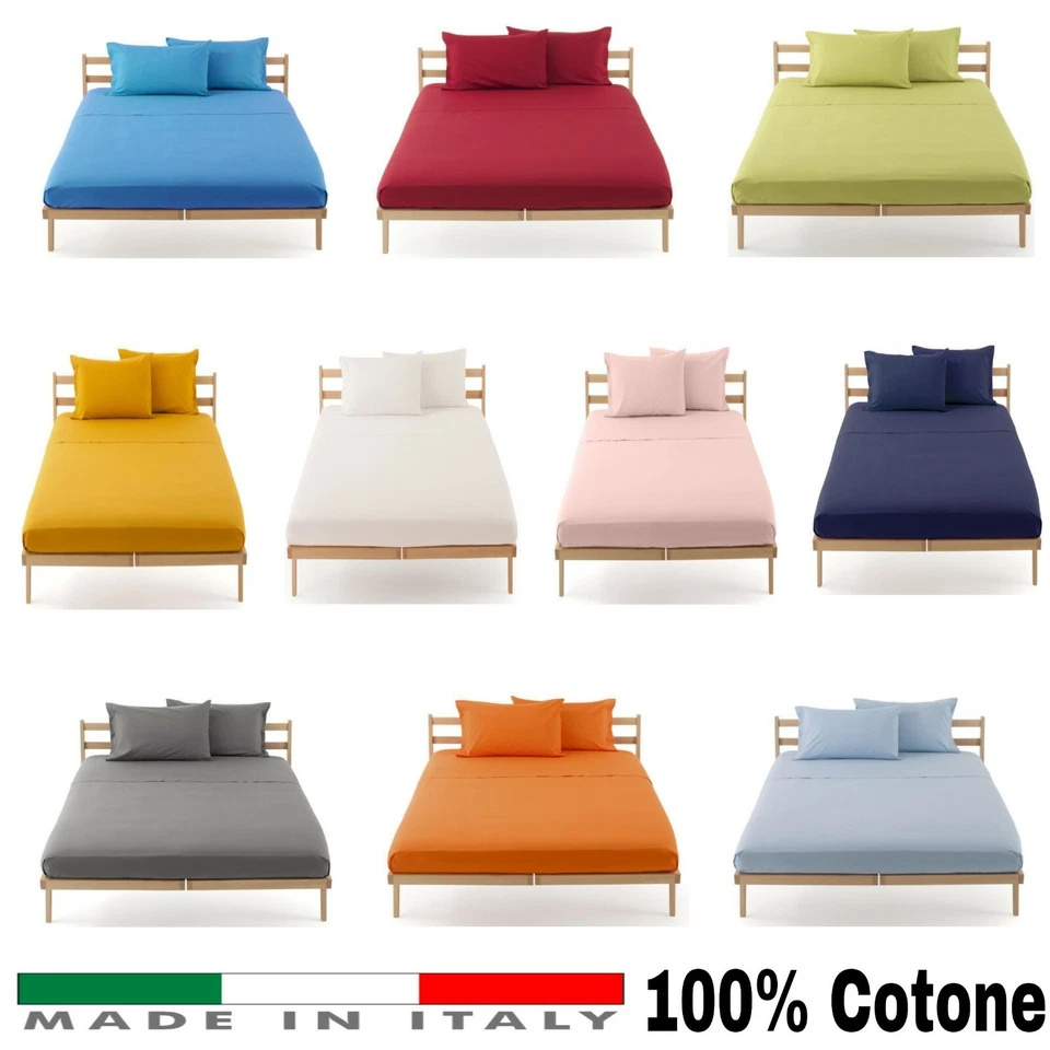 Completo Set Lenzuola Letto Singolo Una Piazza e Mezza Matrimoniale in COTONE