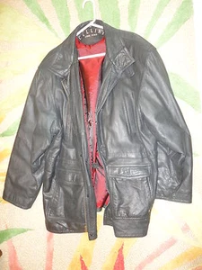 GIANNI CELLINI LINEA italienischer Herrenmantel schwarz Leder, Reißverschluss, Knöpfe Gr. XXL - Bild 1 von 7