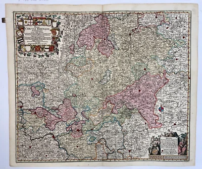 GERMANY HESSE REGION MATTHAUS SEUTTER 1730 LARGE ANTIQUE MAP 18TH CENTURY - Image 1 of 4