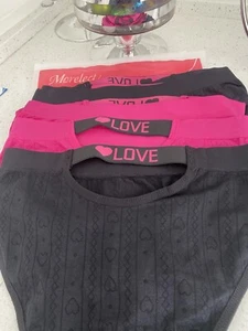 Girl Panties for Teens Girls 6 PAIRS LOVE CUTOUT ON BACK PINK & BLACK SZ: 10 NEW - Picture 1 of 4