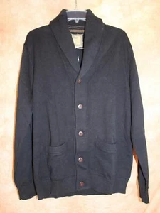 G.H, BASS & CO. MENS BLACK CARDIGAN SWEATER SZ L NWT DHA375 - Picture 1 of 3