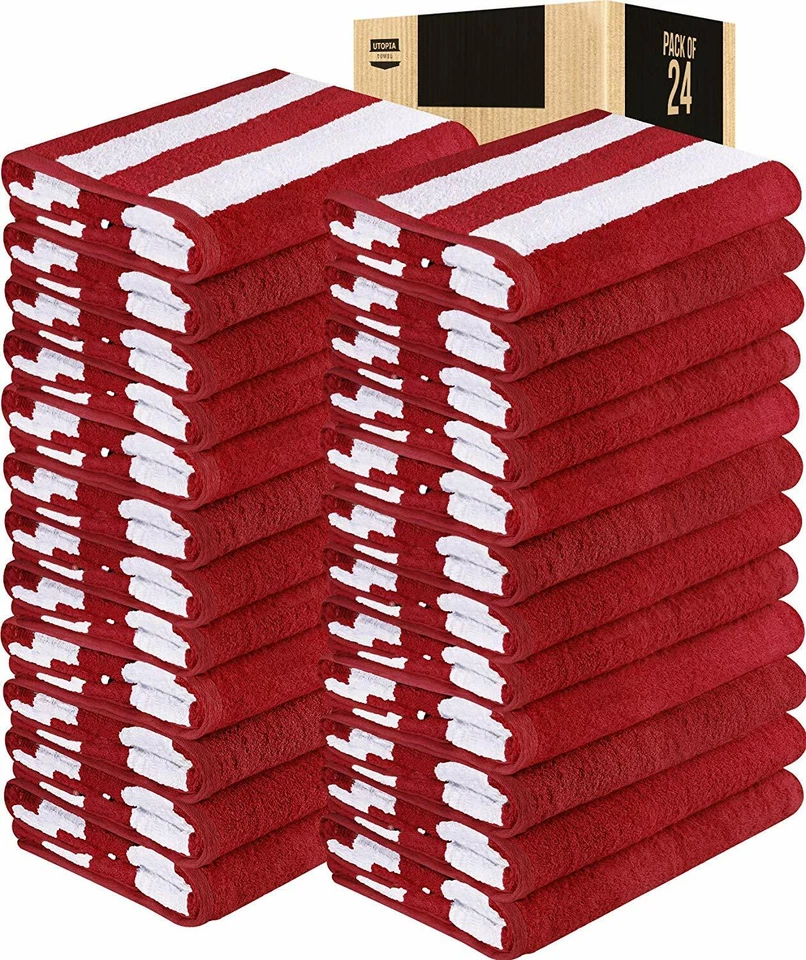 Cabana Stripe Beach Towel 30 x60 Inches Beach Pool Towel Pack of 4 Utopia Towels - Image 1 of 4