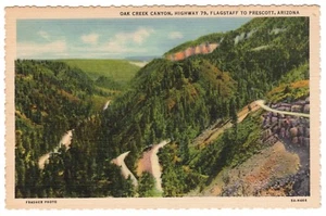 Postal de colección Arizona Oak Creek Canyon Highway 79 Flagstaff a Prescott - Imagen 1 de 2