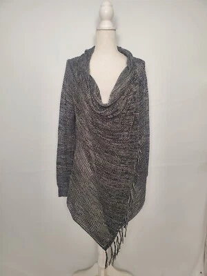 Suéter cruzado tejido suelto blanco y negro One World pequeño para mujer Foto 1 de 4