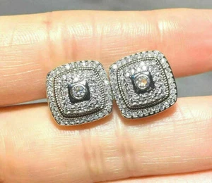 2.35 Ct Round Diamond Simulated Cluster Stud Earrings Gift 14k White Gold Plated - Picture 1 of 4