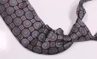 Corbata hecha a mano Robert Talbott cosida a mano negra gris caleidoscopio seda hecha a mano Foto 1 de 4