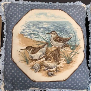 VTG Nostalgic Printed Sea Birds 16x16 Pillows Set/2 Americana Coastal Grandma - Picture 1 of 10