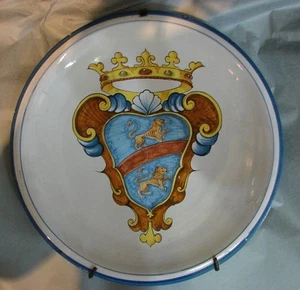 SELTENE M. Lupi handbemalte Schale mit Wappen um 1892 - Bild 1 von 3